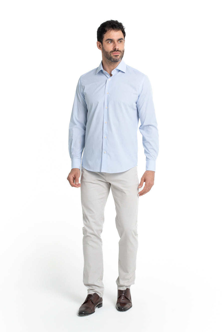 Camisa Social Colarinho Italiano Premium - Azul Claro