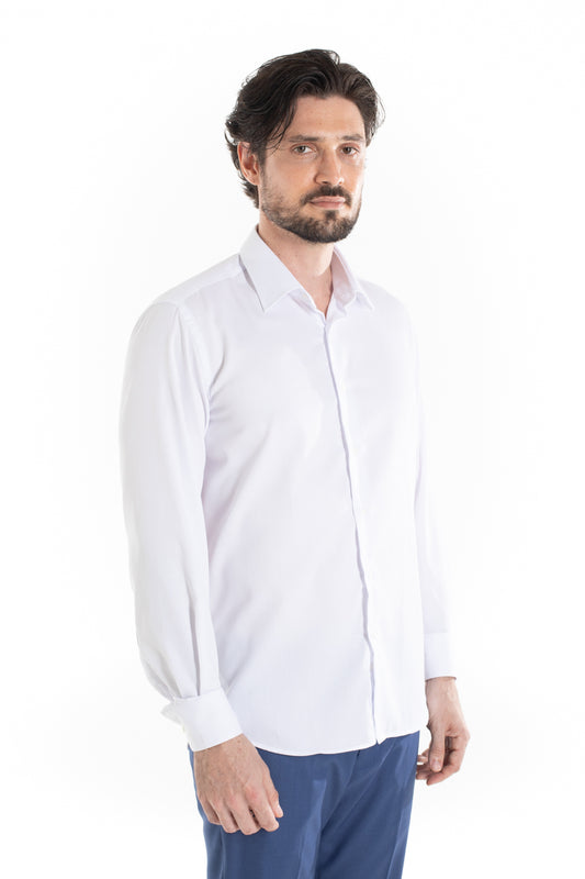 Camisa Social Slim Maquinetada Ruth - Branco