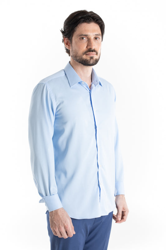 Camisa Social Slim Maquinetada Ruth - Azul.