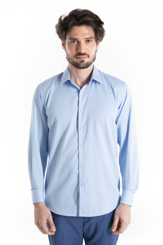 Camisa Social Slim Maquinetada Ruth - Azul Claro
