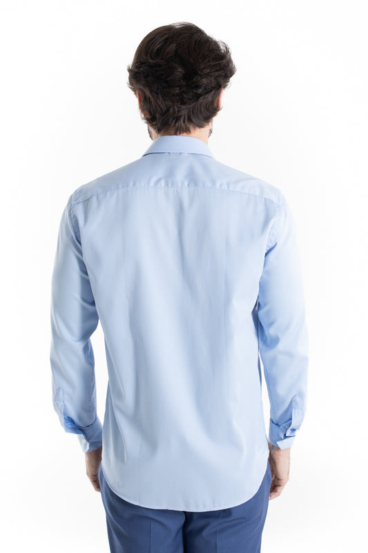 Camisa Social Slim Maquinetada Ruth - Azul Claro