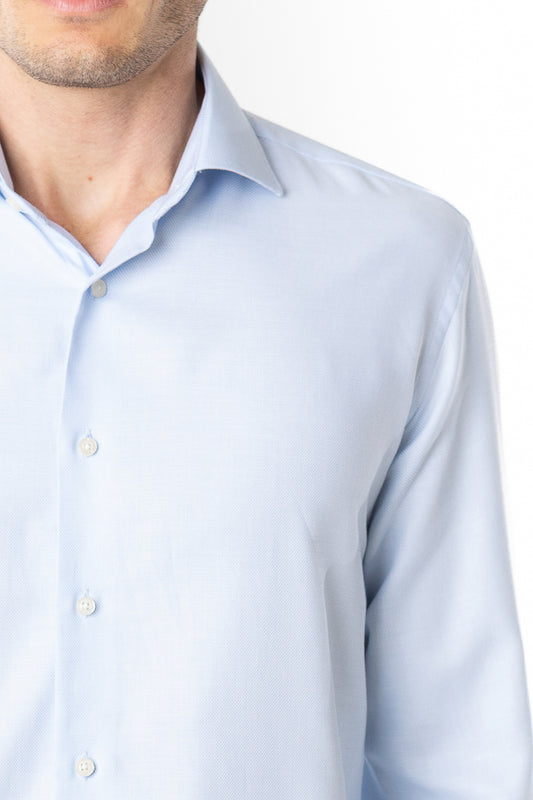 Camisa Social Slim Maquineta Premium - Azul Celeste