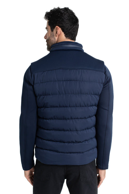 Jaqueta Nylon Manga Neoprene - Marinho