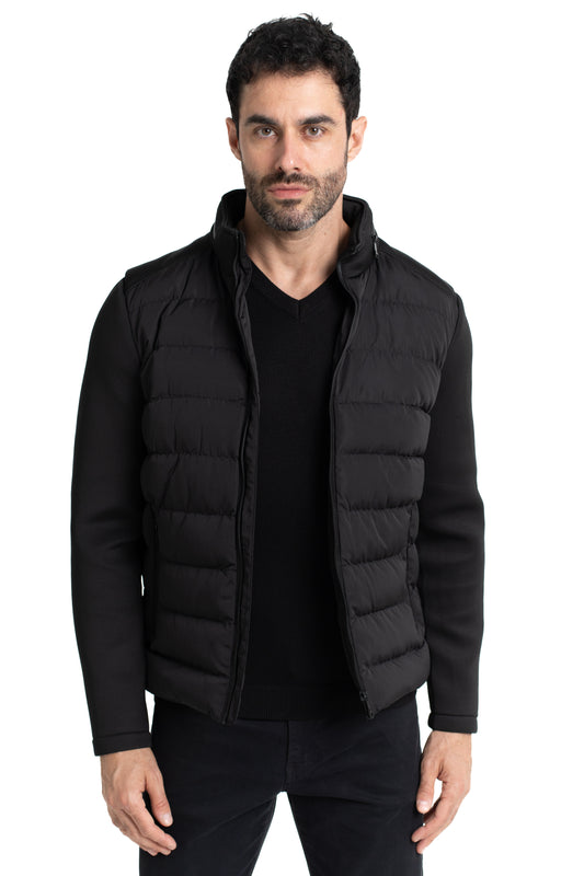 Jaqueta Nylon Manga Neoprene - Preto