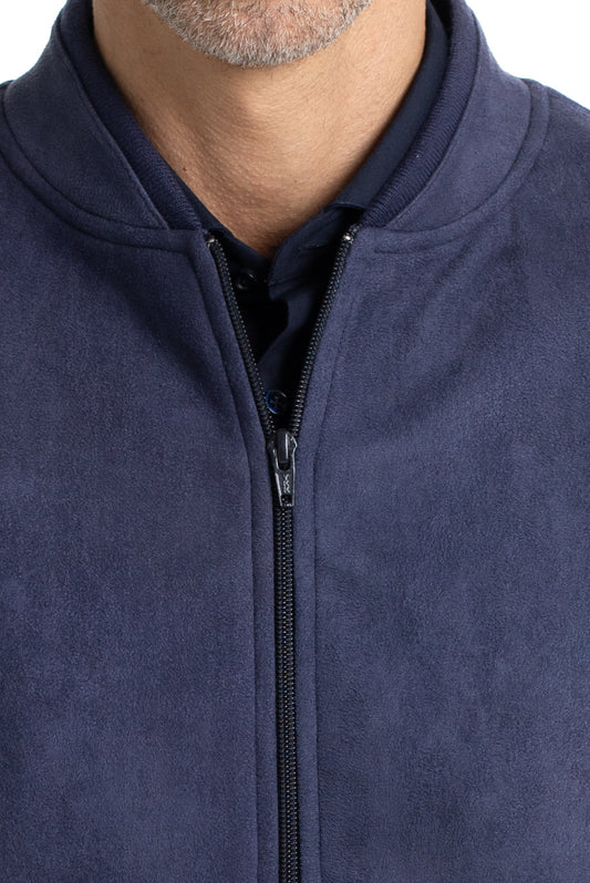 Jaqueta Bomber Malha Suede - Marinho