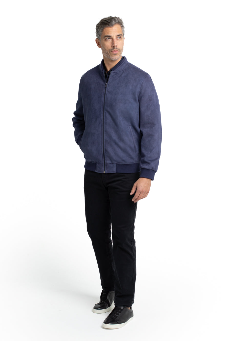 Jaqueta Bomber Malha Suede - Marinho