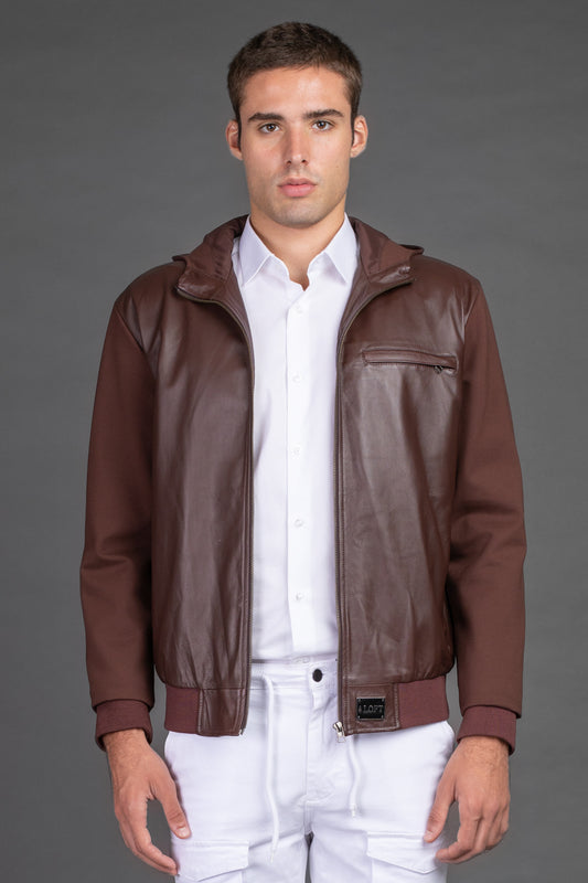Jaqueta Bomber Couro - Marrom