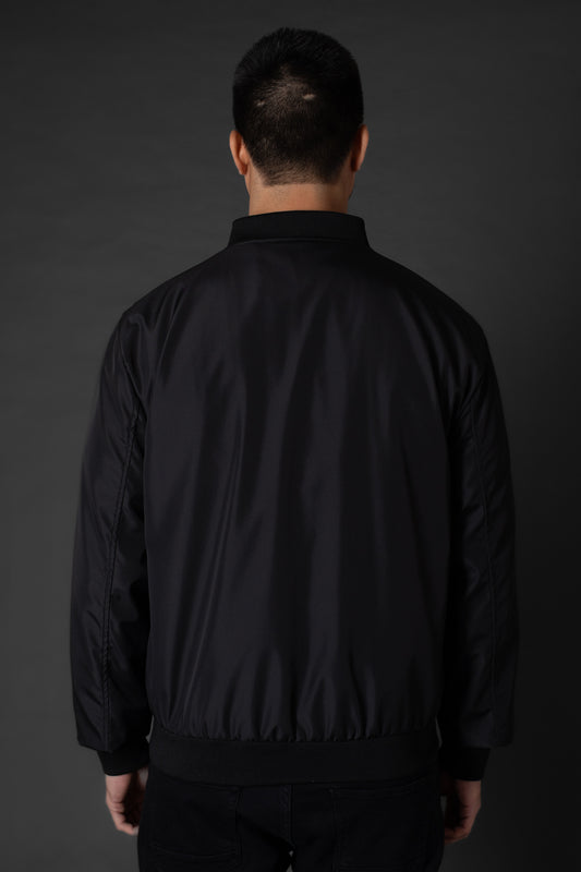 Jaqueta Bomber Com Bolsos e Zíper - Preto