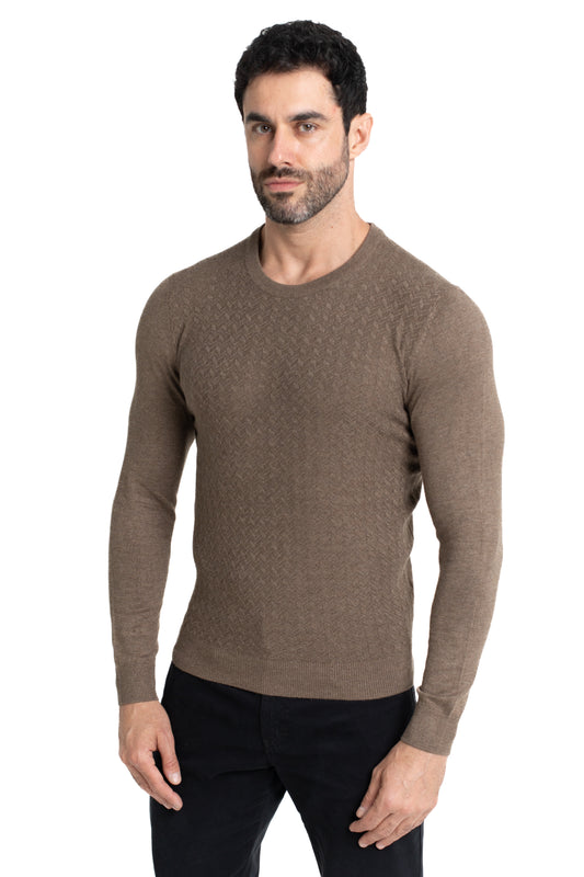 Malha Tricot Decote Careca - Khaki