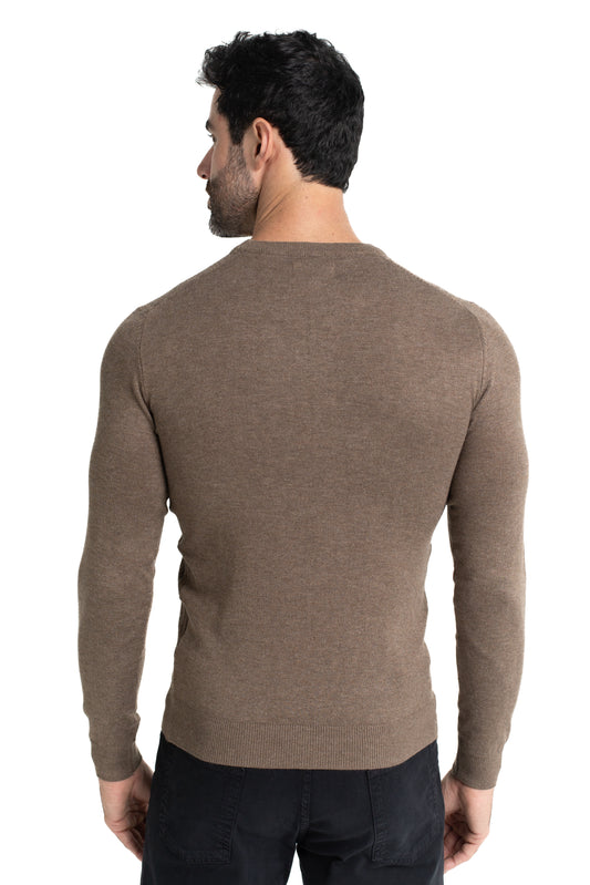 Malha Tricot Decote Careca - Khaki