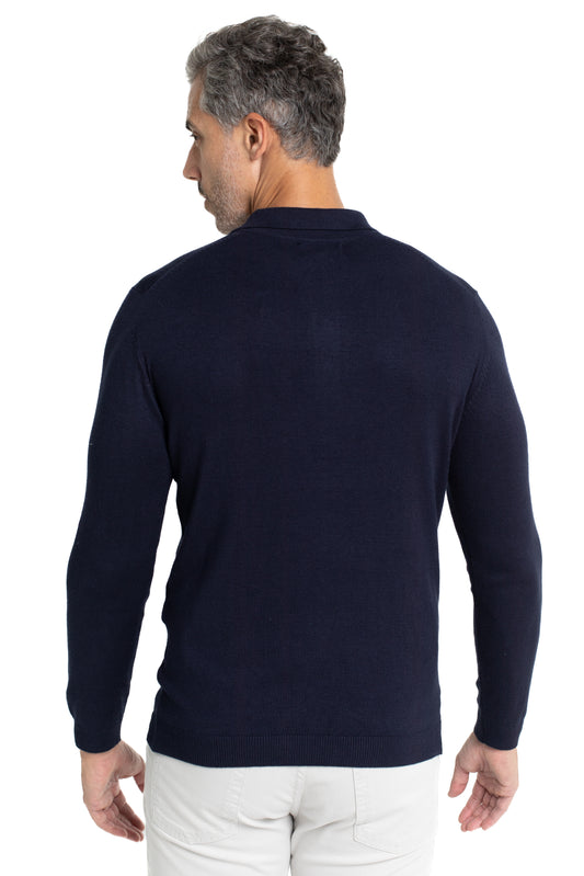 Polo Tricot Manga Longa - Azul.