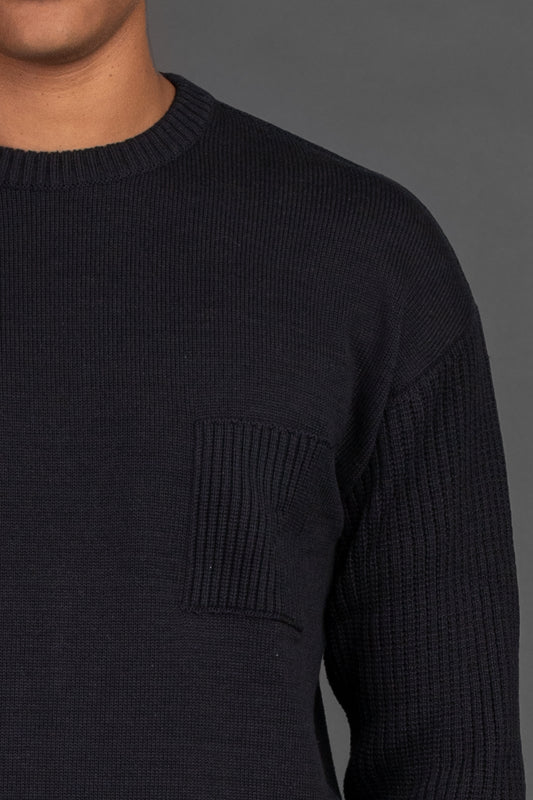 Malha Slim Canelada Com Bolsos - Preto