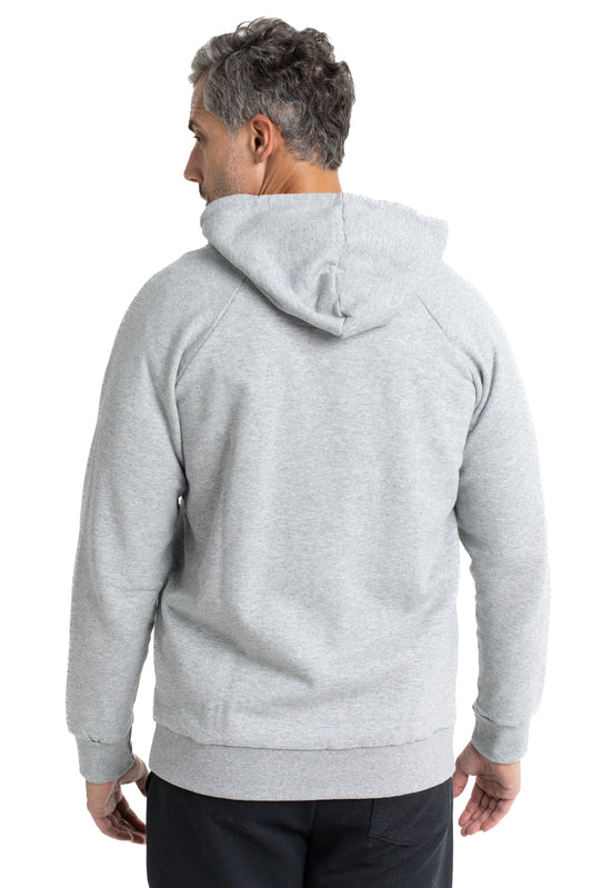 Blusão De Moletom 1/2 Ziper Bolso Canguru - Mescla Cinza