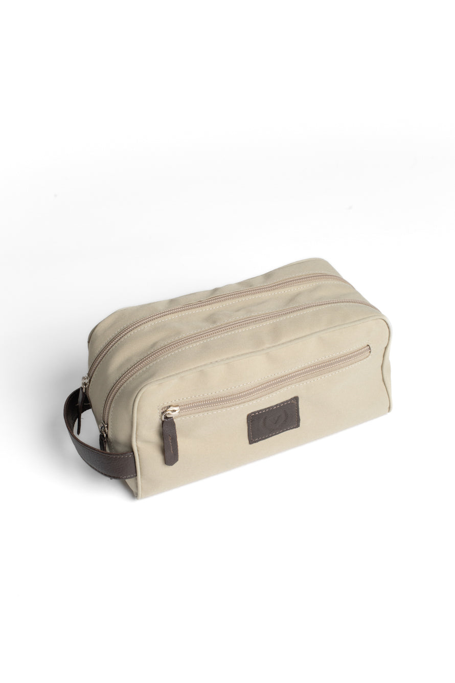 Necessaire Pendurar Lona/ Nylon 2 Zíperes - Khaki