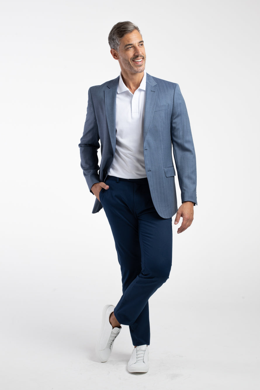 Paletó 2 Botões Maquinetado Lã Premium - Indigo