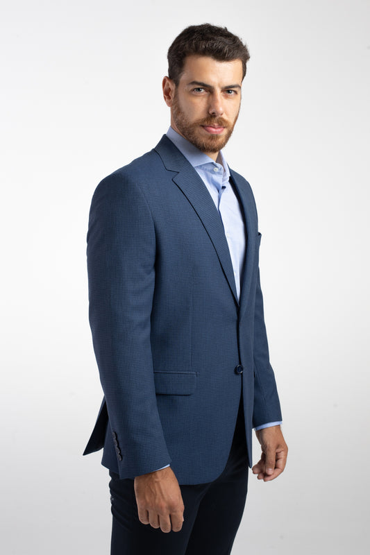 Paletó 2 Botões Cambridge Mini Xadrez - Azul.