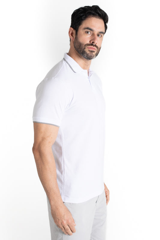 Polo Piquet Com Detalhe Gola - Branco