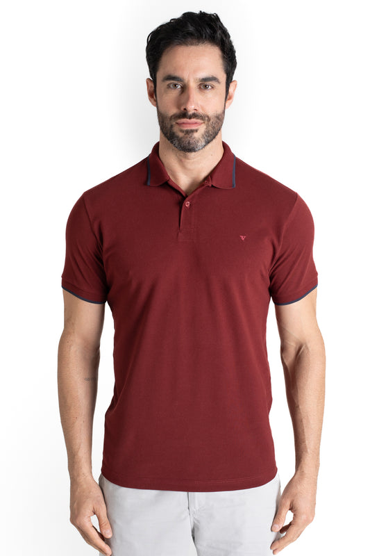 Polo Piquet Com Detalhe Gola - Vinho