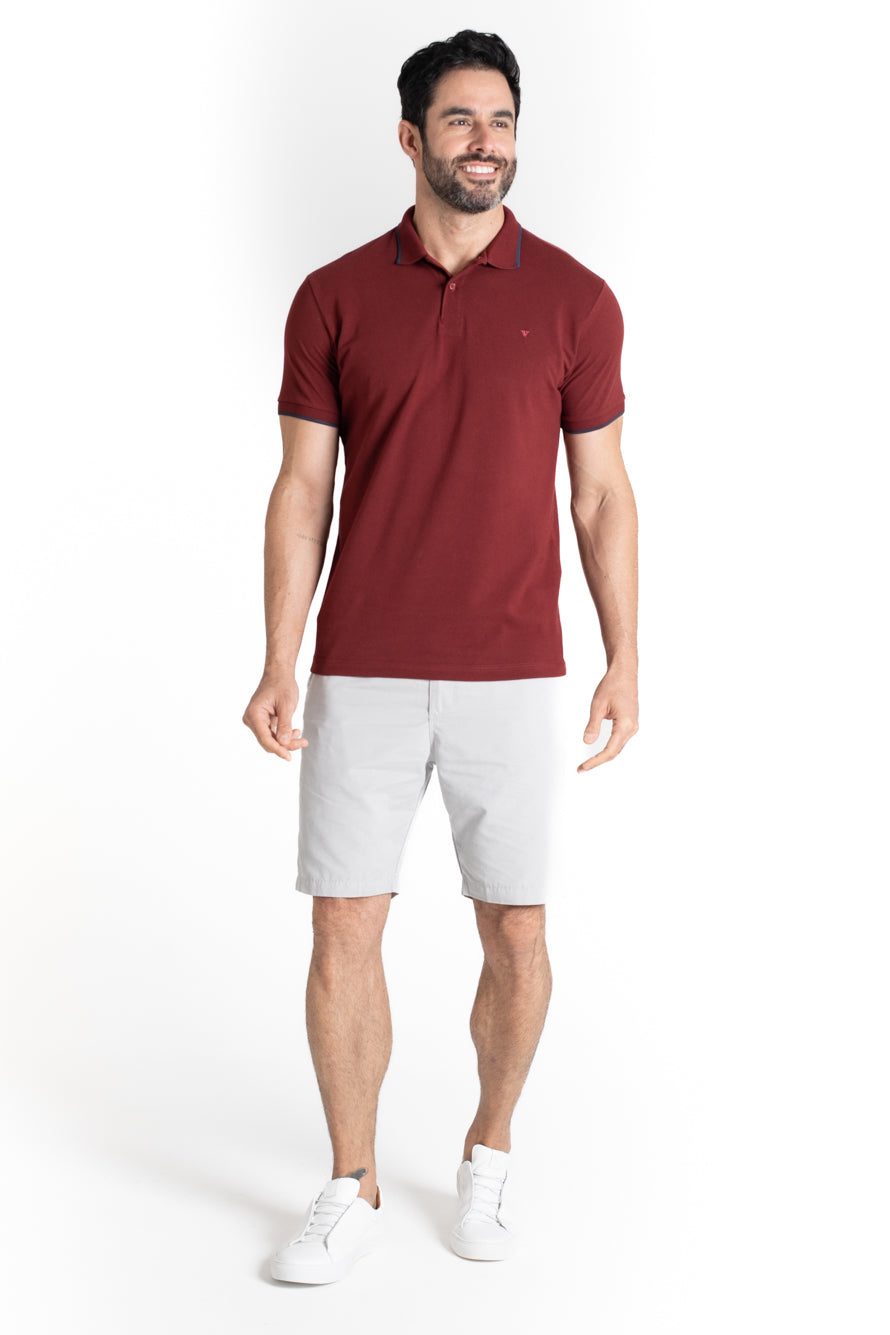 Polo Piquet Com Detalhe Gola - Vinho