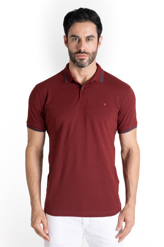 Polo Piquet Com Detalhe Gola - Vinho