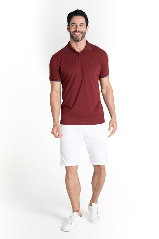 Polo Piquet Com Detalhe Gola - Vinho