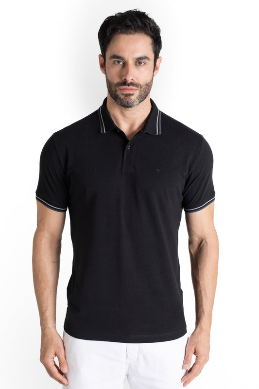 Polo Piquet Com Detalhe Gola - Preto