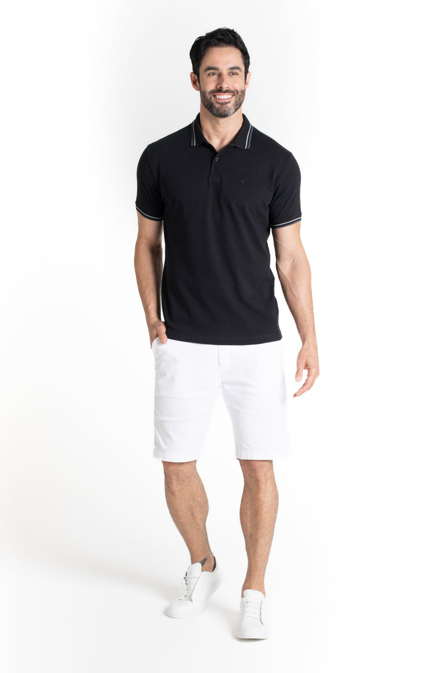 Polo Piquet Com Detalhe Gola - Preto