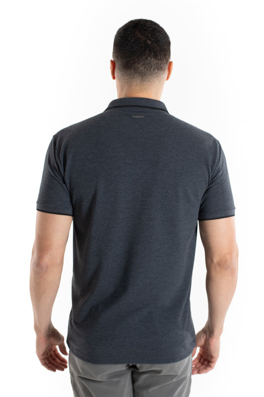 Polo Piquet Com Friso - Mescla Escuro