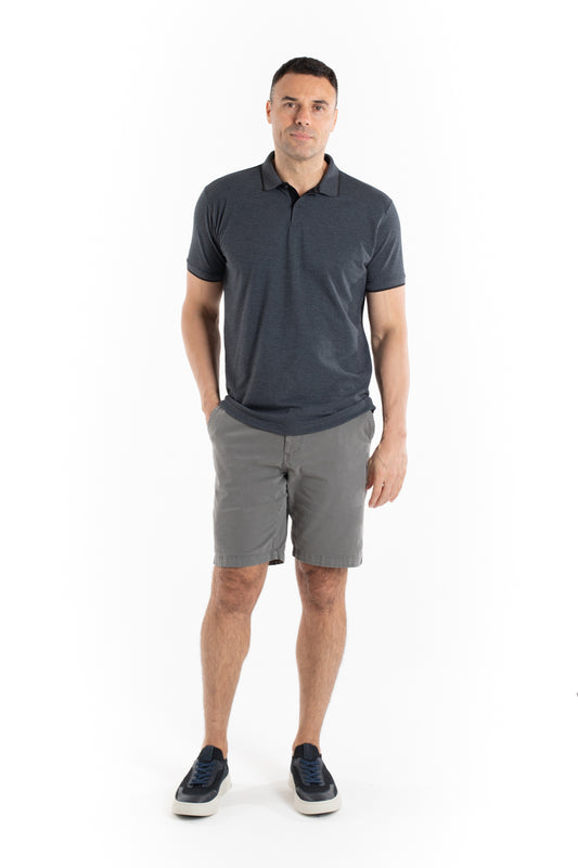 Polo Piquet Com Friso - Mescla Escuro