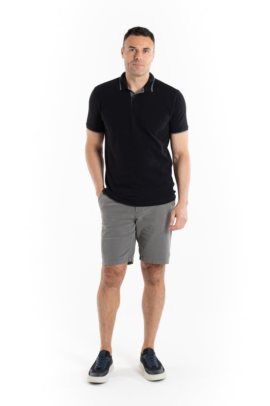 Polo Piquet Com Friso - Preto