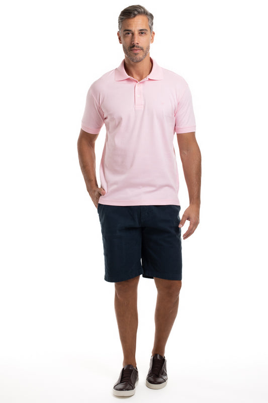 Polo Lisa Algodão Peruano - Rosa Claro