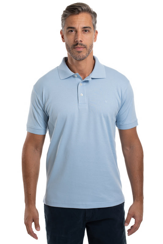 Polo Lisa Algodão Peruano - Azul Claro