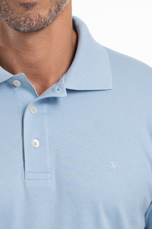 Polo Lisa Algodão Peruano - Azul Claro
