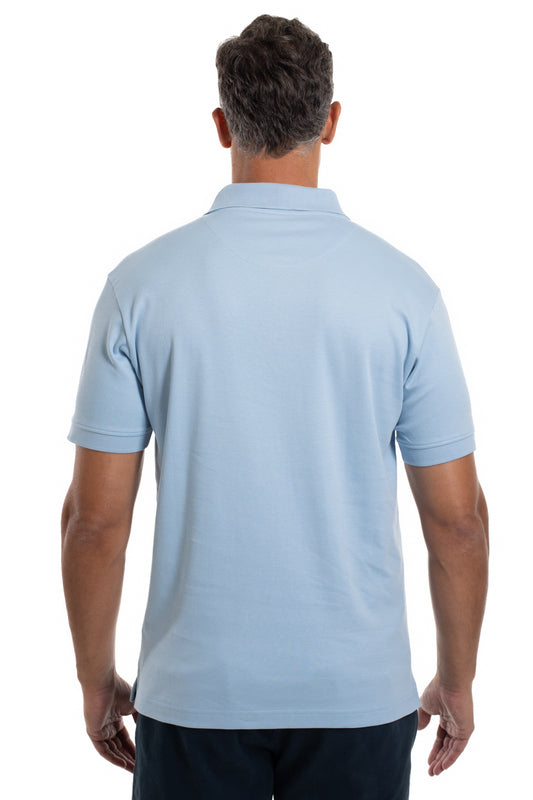 Polo Lisa Algodão Peruano - Azul Claro