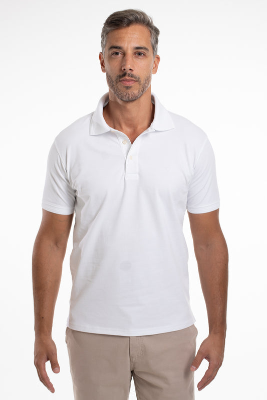 Polo Manga Curta Piquet Importada - Branco