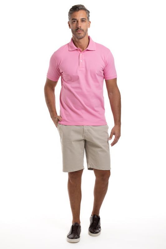 Polo Manga Curta Piquet Importada - Rosa