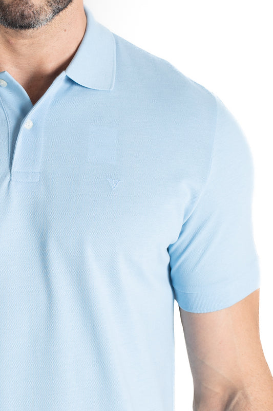 Polo Piquet Manga Curta - Azul.