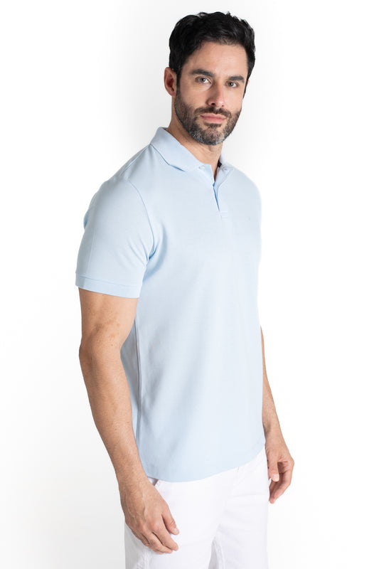Polo Piquet Manga Curta - Azul Celeste
