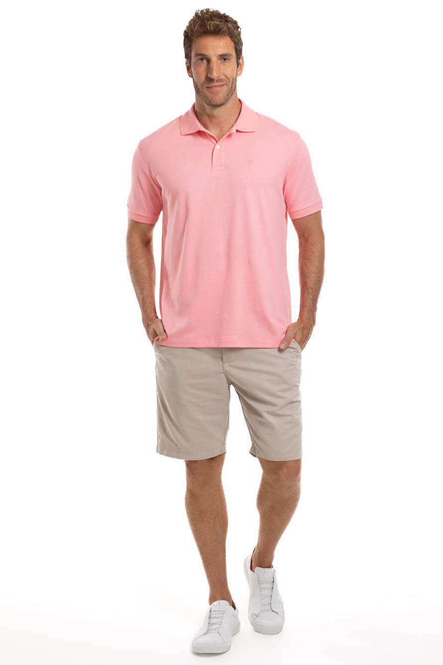 Polo Slim Pima Interlock - Rosa Claro