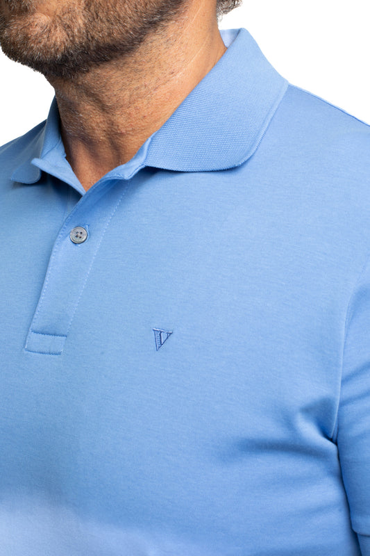 Polo Slim Pima Interlock - Azul Medio