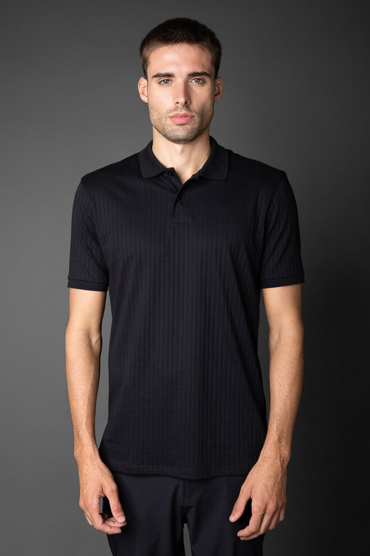 Polo Manga Curta Slim 2 Botões Pima Sanforizada - Preto