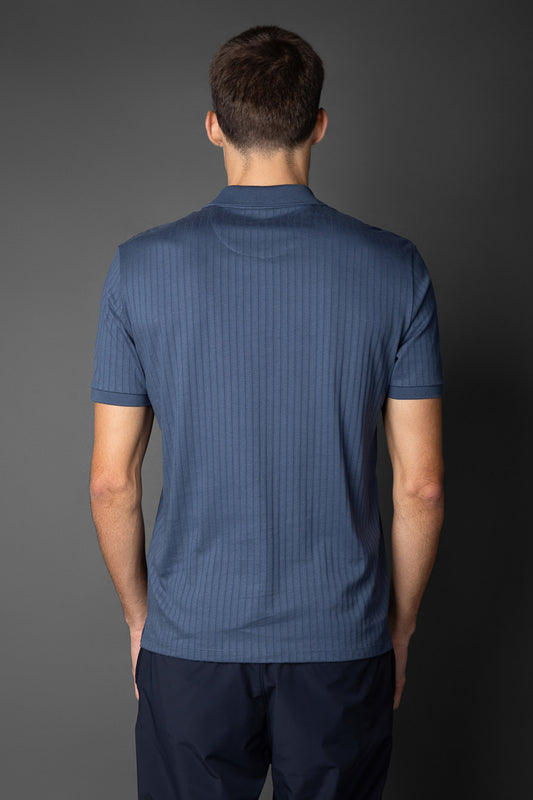 Polo Manga Curta Slim 2 Botões Pima Sanforizada - Azul Escuro