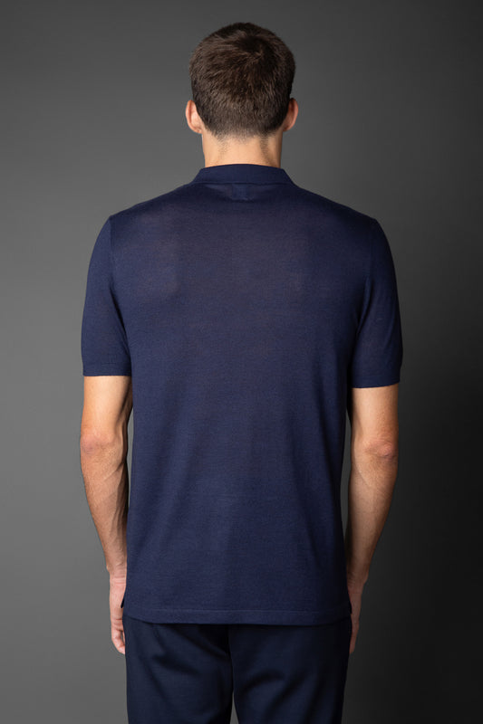 Polo Manga Curta Slim 3 Botões - Marinho