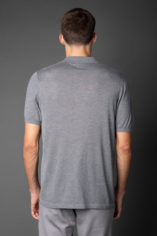 Polo Manga Curta Slim 3 Botões - Cinza