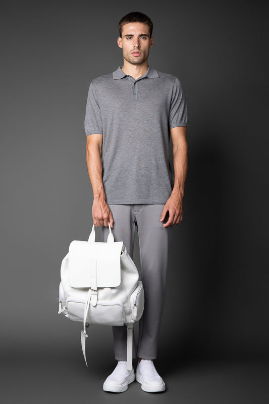 Polo Manga Curta Slim 3 Botões - Cinza