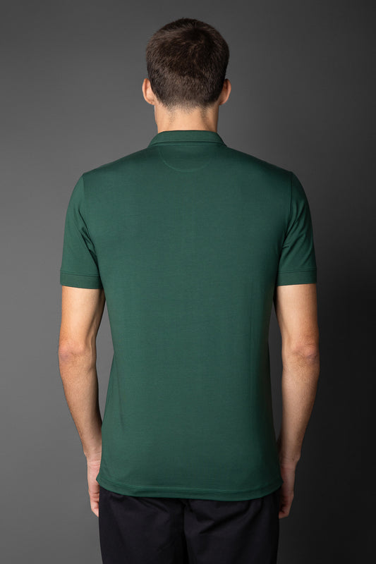 Polo Manga Curta Vista Dupla Jersey Pima - Verde Escuro