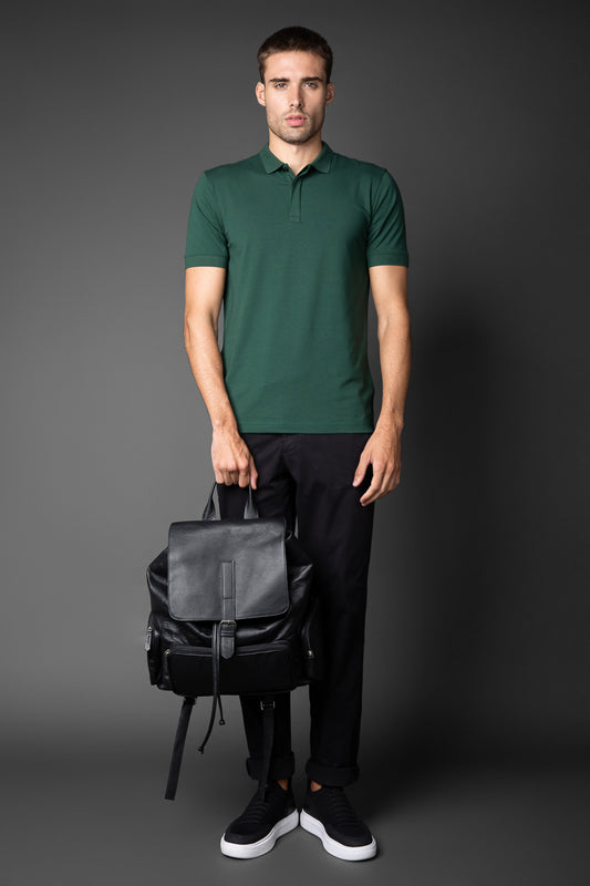 Polo Manga Curta Vista Dupla Jersey Pima - Verde Escuro