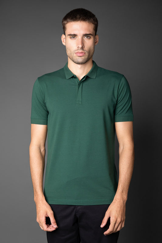 Polo Manga Curta Vista Dupla Jersey Pima - Verde Escuro