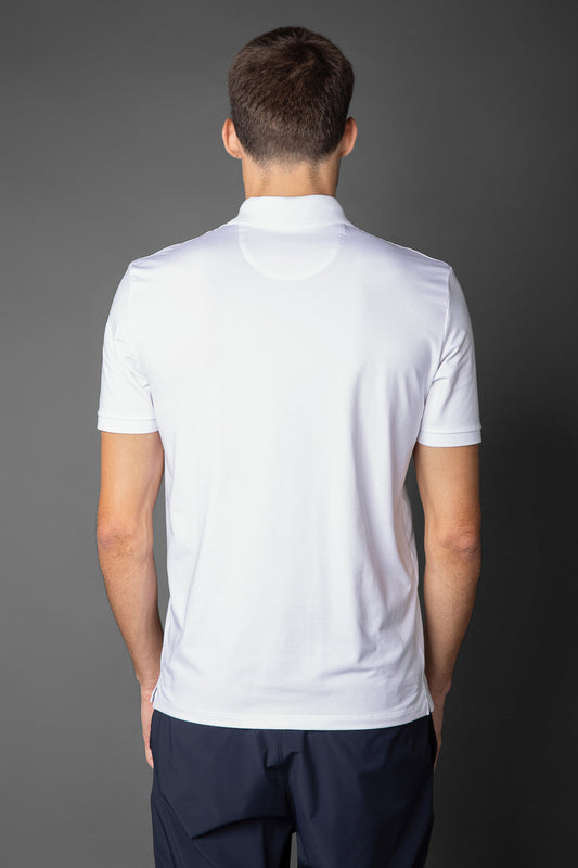 Polo Manga Curta Slim 1/2 Zíper Pima Tecnológica - Branco