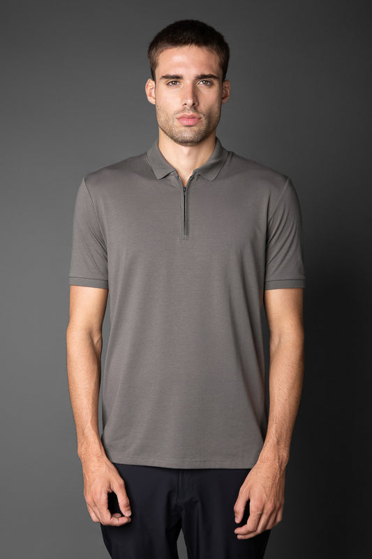 Polo Manga Curta Slim 1/2 Zíper Pima Tecnológica - Grafite